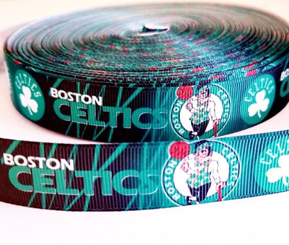 1.5" Boston Celtics Basketball Grosgrain Ribbon  Sports Team Ribbon NBA Ribbon