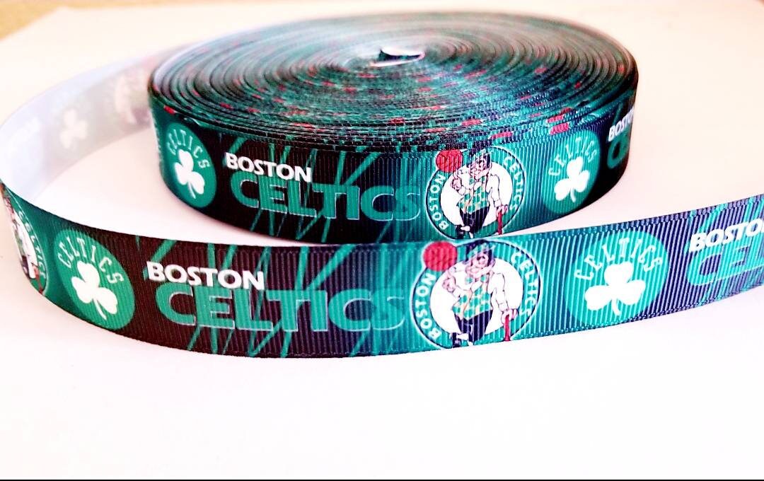 1.5" Boston Celtics Basketball Grosgrain Ribbon  Sports Team Ribbon NBA Ribbon