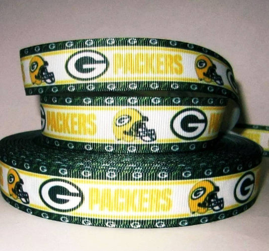 5/8" and 7/8" Green Bay Packers  Grosgrain Ribbon. NFL Football Sports Ribbon.