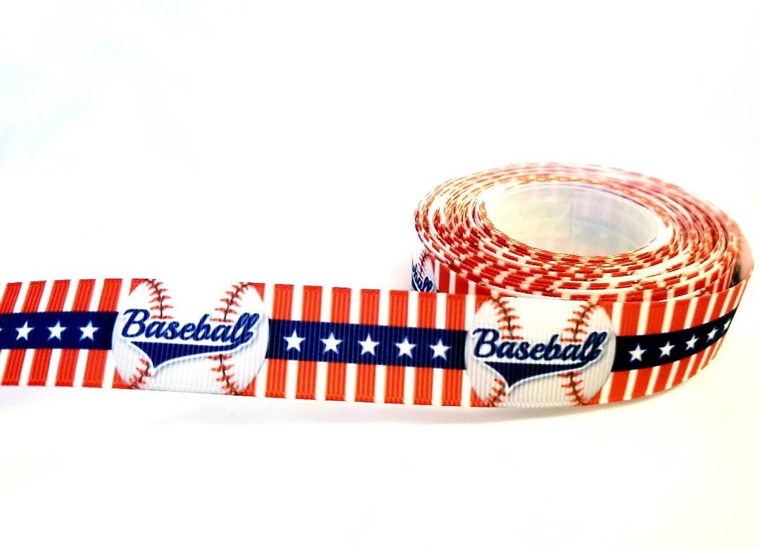 7/8" Major League Baseball Ribbon. Patriotic Baseball Ribbon. Sports MLB Grosgrain Ribbon. All Teams Ribbon