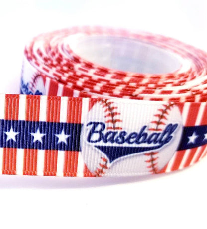 7/8" Major League Baseball Ribbon. Patriotic Baseball Ribbon. Sports MLB Grosgrain Ribbon. All Teams Ribbon