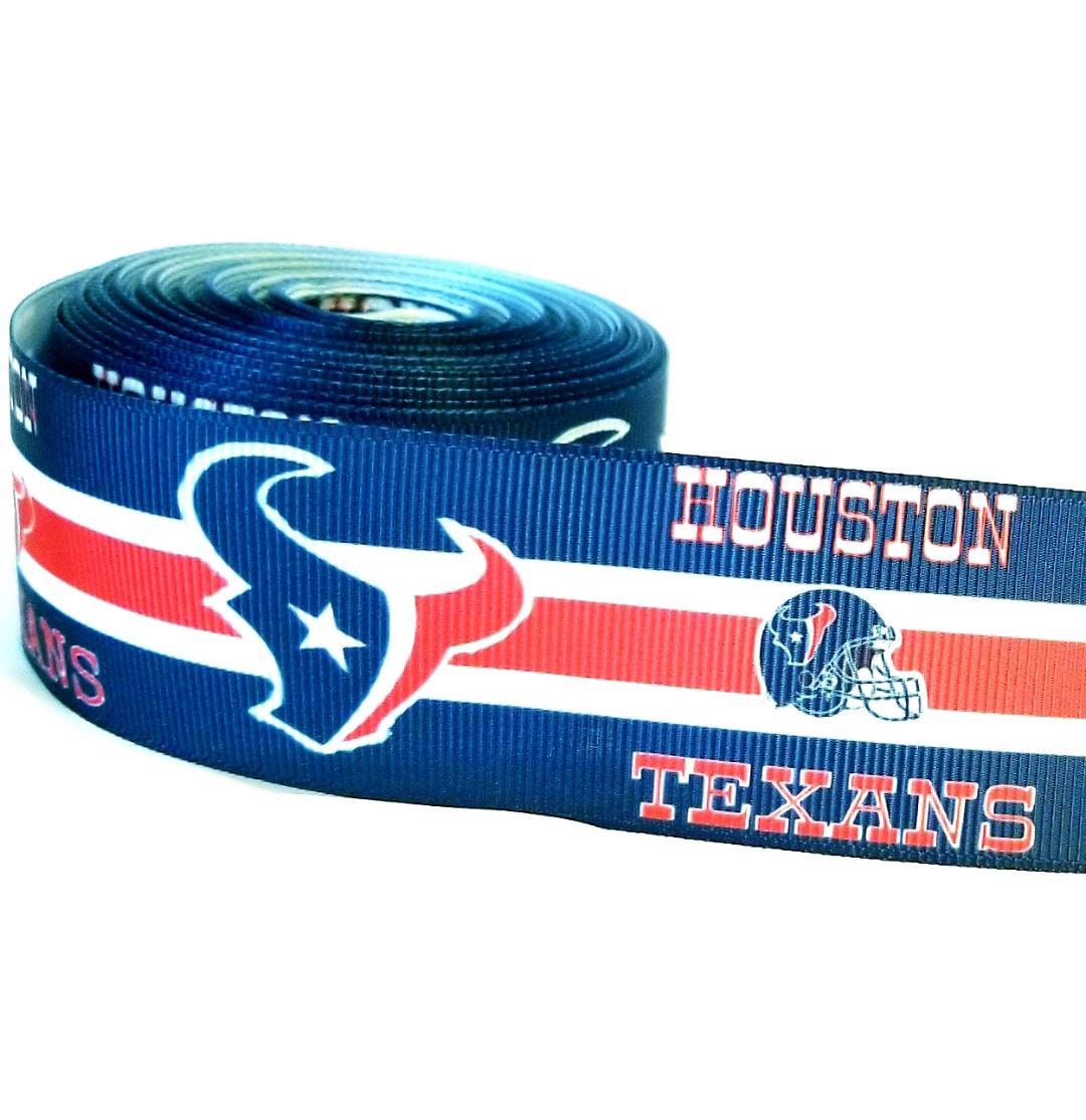 7/8" & 1.5" Houston Texans Football Grosgrain Ribbon. Football Ribbon  Sports Ribbon