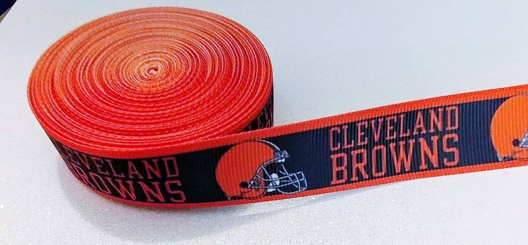 7/8"& 1.5" Cleveland Browns Grosgrain Ribbon. Brown Ribbon Football Ribbon NFL Sports Ribbon