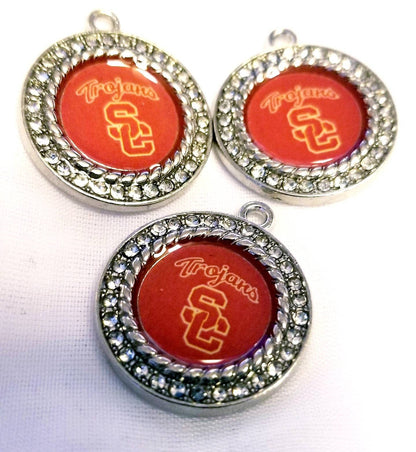 USC Trojans Football Team Charms College Football Charms. Sports Team Charms 2.5cm. Rhinestone Charms Football Jewelry