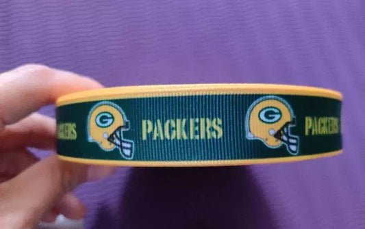 7/8" Green Bay Packers Grosgrain Ribbon. NFL Football Sports Ribbon. Packers Fan