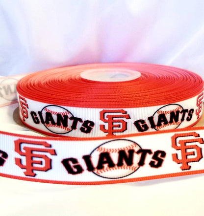 7/8" San Francisco Giants Grosgrain Ribbon. MLB Sports Teams SF Giants