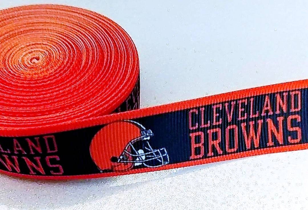 7/8"& 1.5" Cleveland Browns Grosgrain Ribbon. Brown Ribbon Football Ribbon NFL Sports Ribbon