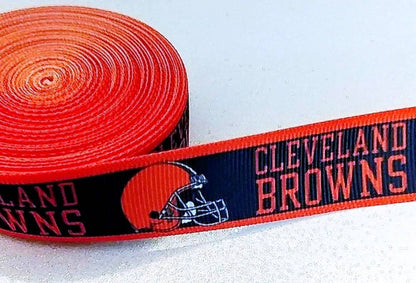 7/8"& 1.5" Cleveland Browns Grosgrain Ribbon. Brown Ribbon Football Ribbon NFL Sports Ribbon