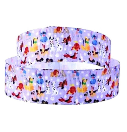 1" Dogs Ribbon. The Pack together in Lavender Percy Pluto Stitch Lady and the Tramp and 101 Dalmatians Puppies