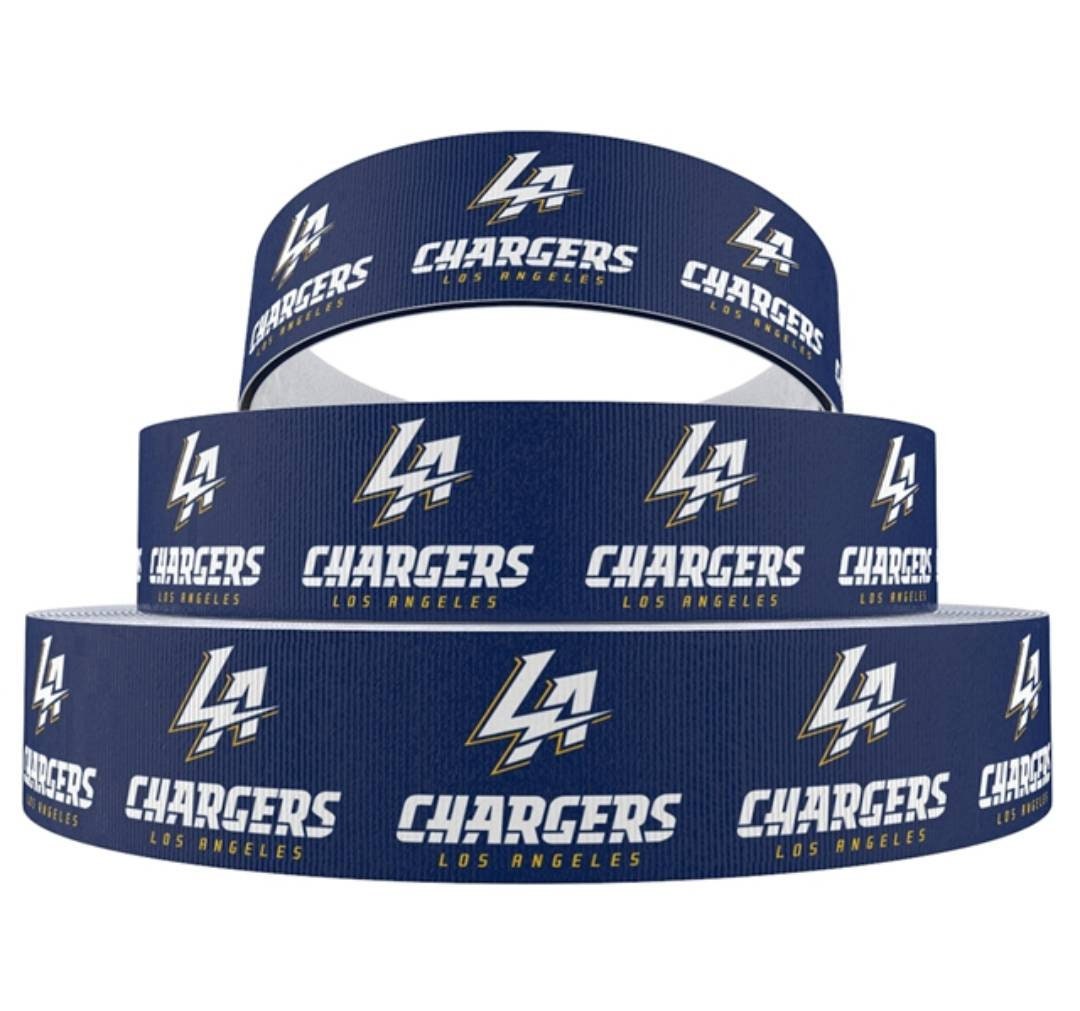 1.5" Los Angeles Chargers Grosgrain Ribbon. Football Ribbon NFL Sports Ribbon