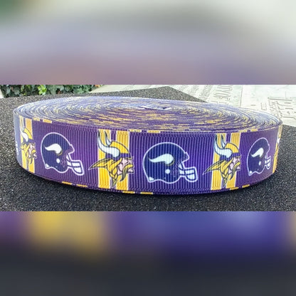 1.5" Minnesota Vikings Grosgrain Ribbon. NFL Football Sports Ribbon.