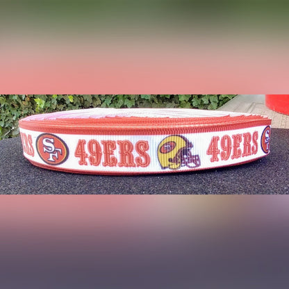 5/8" San Francisco 49ers Football Grosgrain Ribbon. Football Ribbon NFL Sports Ribbon