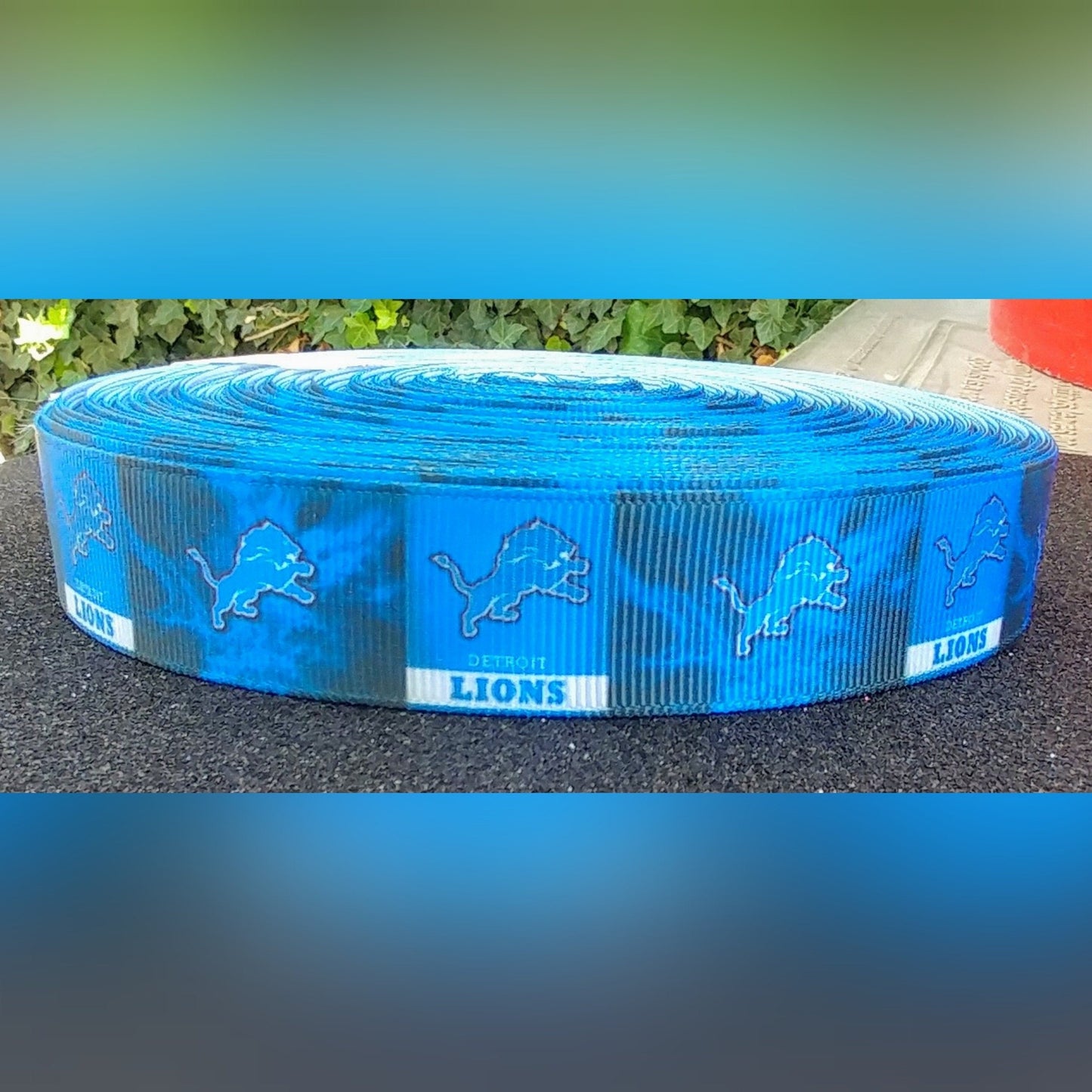 7/8" Detroit Lions Football Ribbon. Football Grosgrain Ribbon Sports Team Ribbon