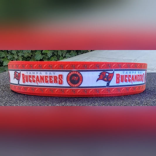 5/8" and 7/8" Tampa Bay Buccaneers Football Ribbon. Football Grosgrain Ribbon  Sports Team Ribbon