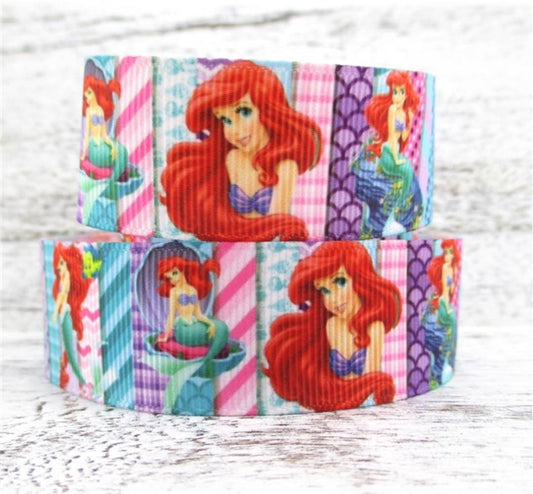 10 yards in stock - 1" Ariel The Little Mermaid Grosgrain Ribbon. Ariel Princess