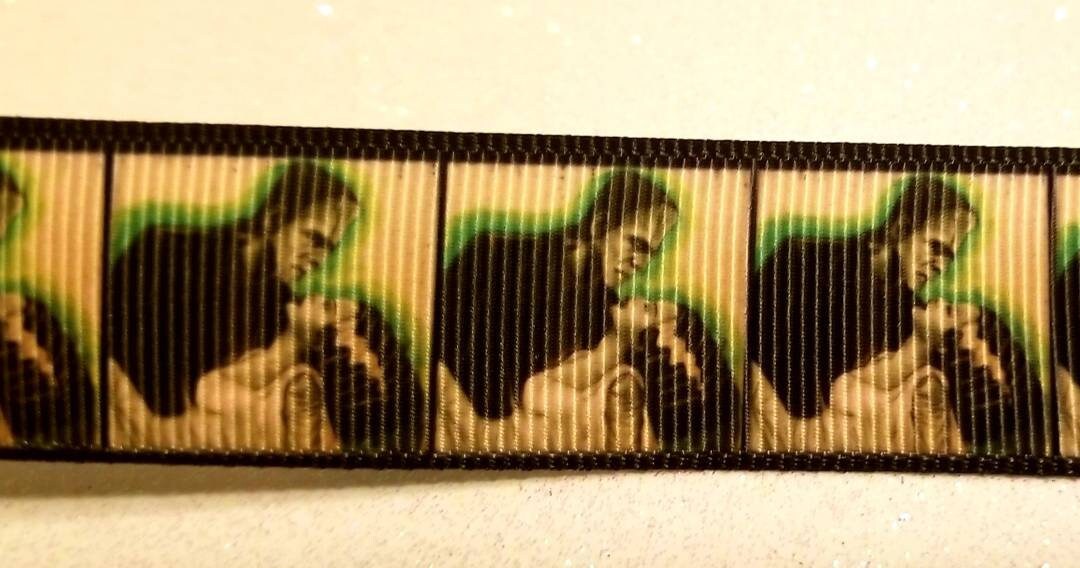 7/8" Frankenstein and Frankenstein Bride Classic Horror Movie Grosgrain Ribbon.  Haunted and Fright Night. Antique style