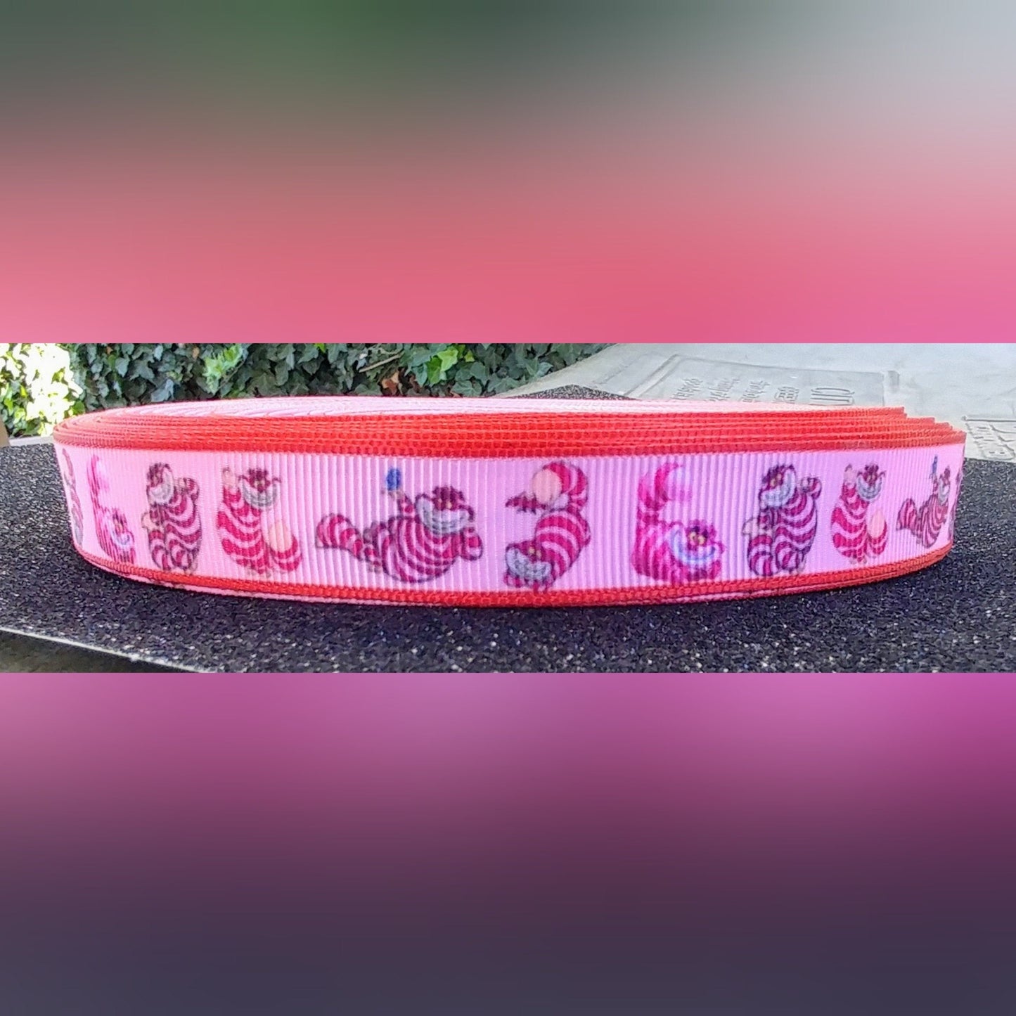 5/8" Cheshire Cat Alice in Wonderland grosgrain ribbon