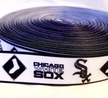 7/8" Chicago White Sox Ribbon, MLB Ribbon Baseball Ribbon Quality Ribbon, Baseball Team Unique Gift.