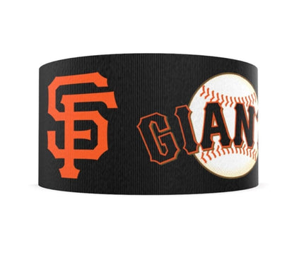 7/8" San Francisco Giants Black Grosgrain Ribbon. MLB Sports Teams SF Giants