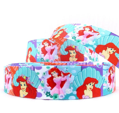 10 yards in stock - 1" Ariel The Little Mermaid Grosgrain Ribbon. Ariel Princess Clam Shells Bubbles