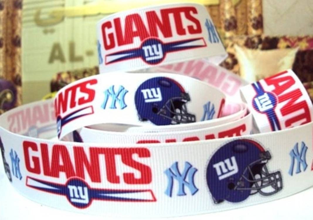 1" New York Giants Grosgrain Ribbon. NFL Football Sports Ribbon.