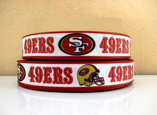 5/8" San Francisco 49ers Football Grosgrain Ribbon. Football Ribbon NFL Sports Ribbon