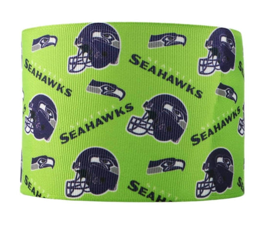 7/8" Seattle Seahawks Lime Green Grosgrain Ribbon. NFL Football Sports Ribbon.