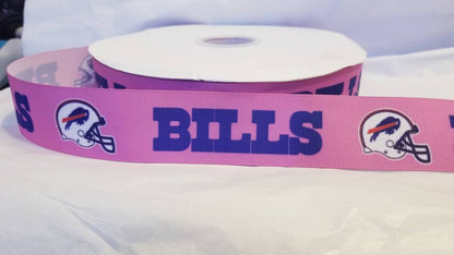 1.5" Pink Buffalo Bills Grosgrain Ribbon. Pink  Football Ribbon NFL Sports Team Ribbon