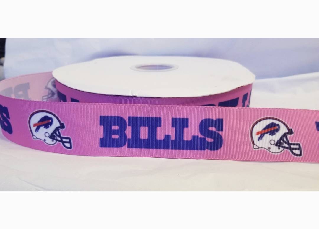 1.5" Pink Buffalo Bills Grosgrain Ribbon. Pink  Football Ribbon NFL Sports Team Ribbon