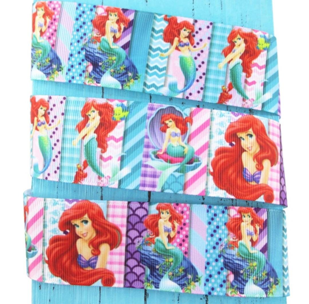 10 yards in stock - 1" Ariel The Little Mermaid Grosgrain Ribbon. Ariel Princess