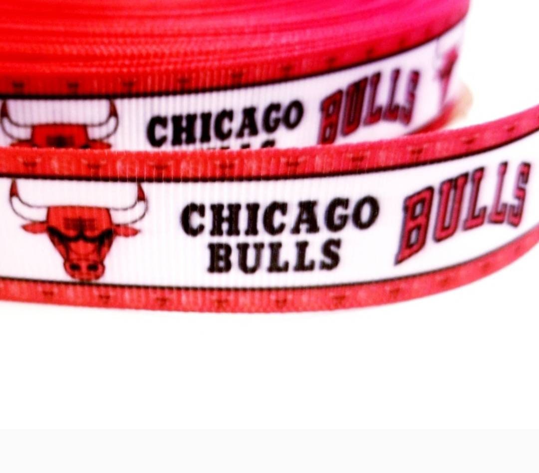 7/8" and 1.5" Chicago Bulls Basketball Grosgrain Ribbon Sports Team Ribbon NBA Ribbon