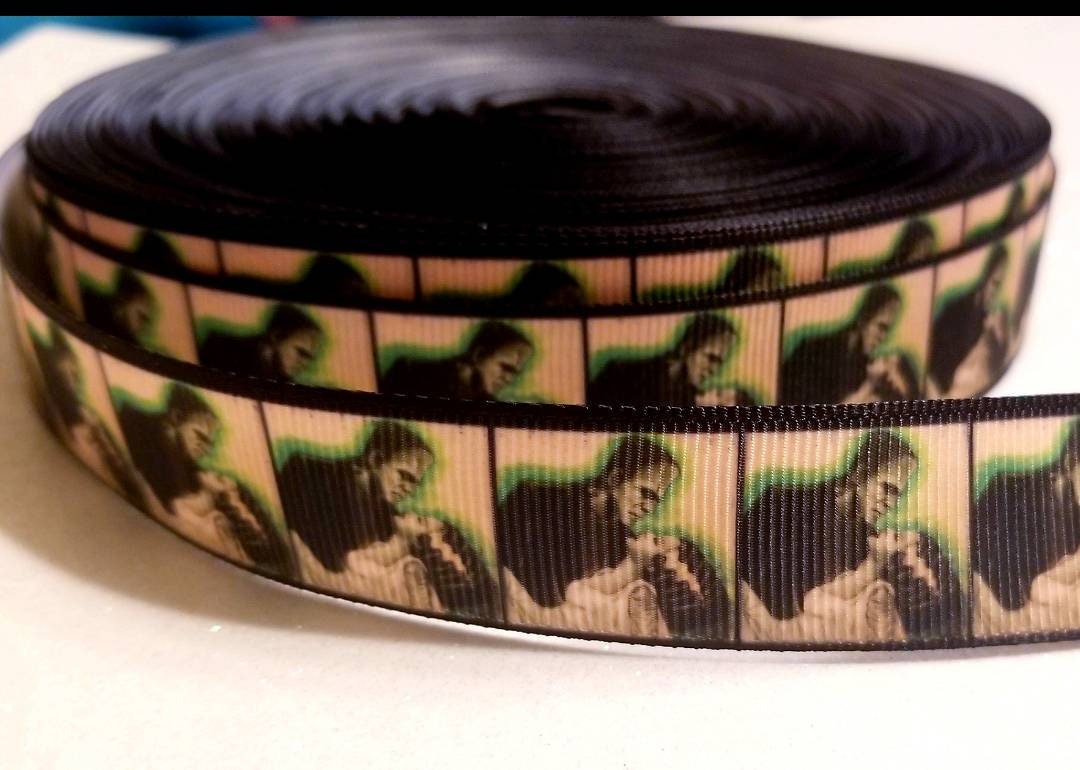 7/8" Frankenstein and Frankenstein Bride Classic Horror Movie Grosgrain Ribbon.  Haunted and Fright Night. Antique style