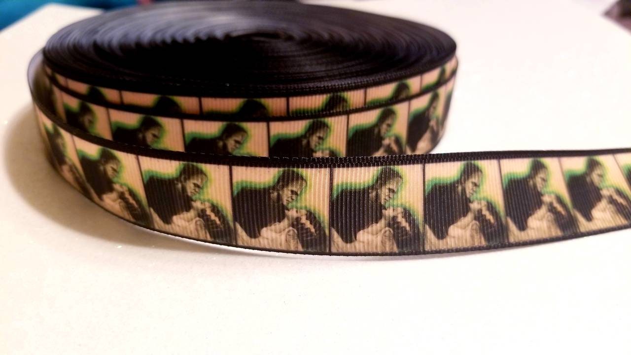 7/8" Frankenstein and Frankenstein Bride Classic Horror Movie Grosgrain Ribbon.  Haunted and Fright Night. Antique style