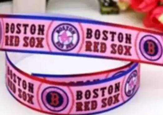 1.5" Pink Boston Red Sox Ribbon, Patriotic Team Favorite, Quality Ribbon, Baseball Team Unique Gift. Pink Sports Team Ribbons