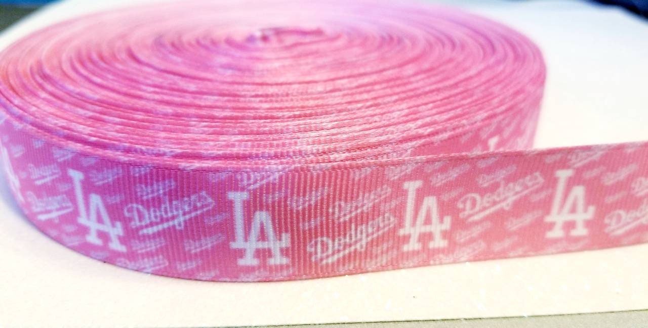 7/8" Pink Los Angeles Dodgers Grosgrain Ribbon. Go Dodger Blue