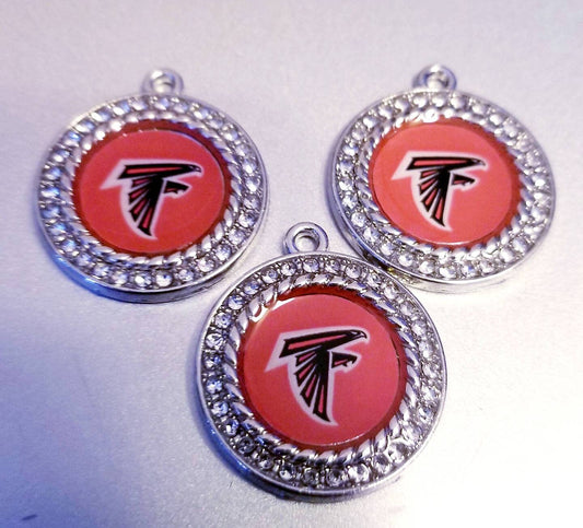 Atlanta Falcons NBA Football Charms.  Sports Team Charms in  2.5cm. Rhinestone Charms