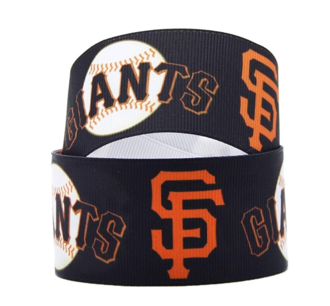 7/8" San Francisco Giants Black Grosgrain Ribbon. MLB Sports Teams SF Giants