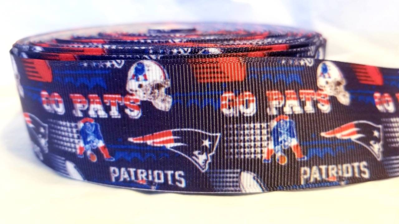 1.5" New England Patriots Grosgrain Ribbon. Go Pat's Football Ribbon NFL Sports Ribbon