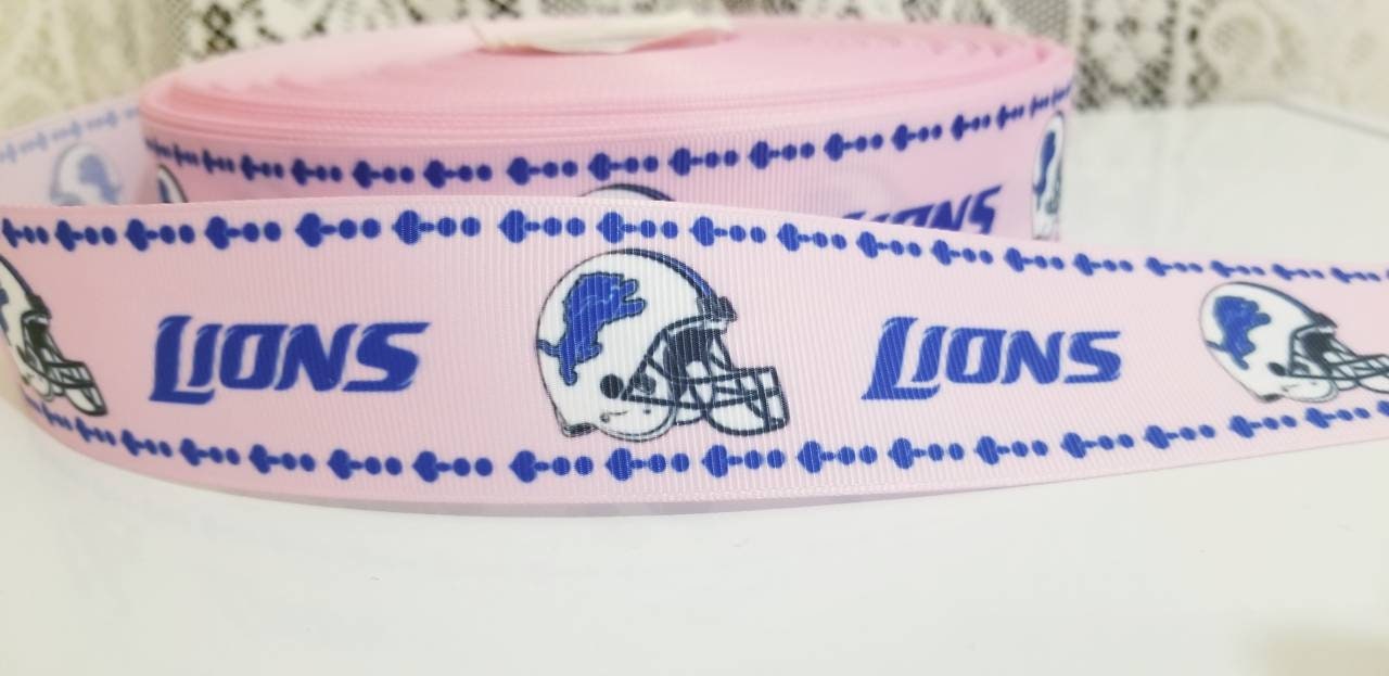 1.5" Pink Detroit Lions Grosgrain Ribbon. NFL Football Sports Team Ribbon Pink Sports Ribbon