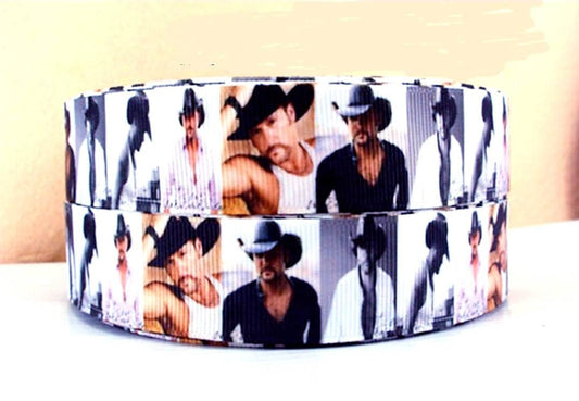 9 yards in stock - 1" Tim McGraw Country Singer grosgrain ribbon