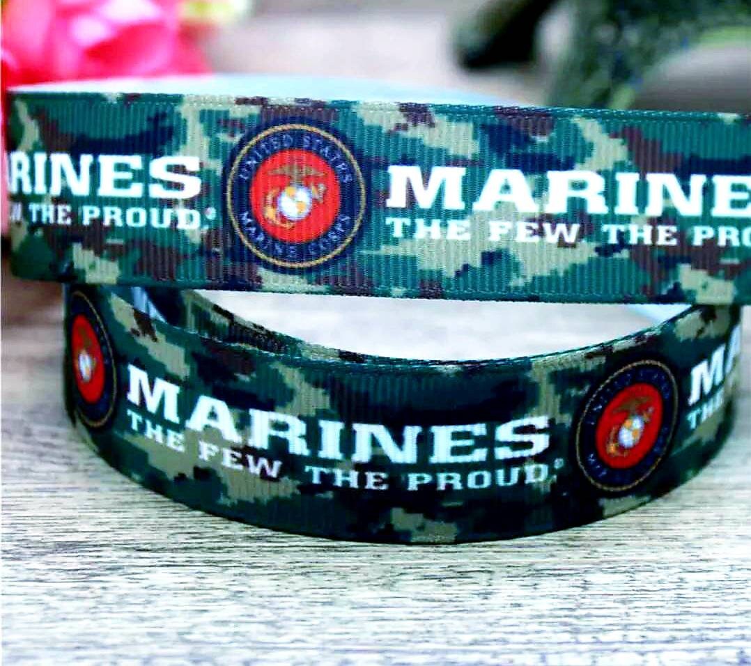 7/8" Marines Ribbon. Mariners The Few and  Proud