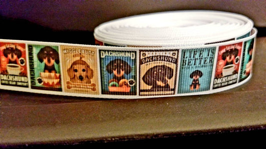 1'' Dachshund Dog Ribbon. Dog Collar Ribbon. Dog Party Ribbon Weiner Dog Breed