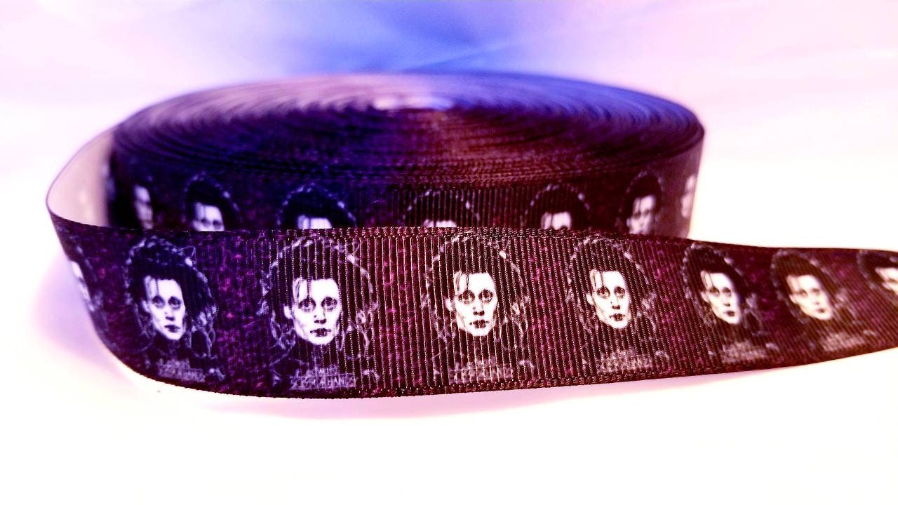 7/8" Edward Scissorhands grosgrain ribbon. Johnny Depp Tim Burton