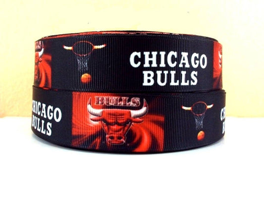 1" Chicago Bulls Basketball Grosgrain Ribbon Sports Team Ribbon NBA Ribbon