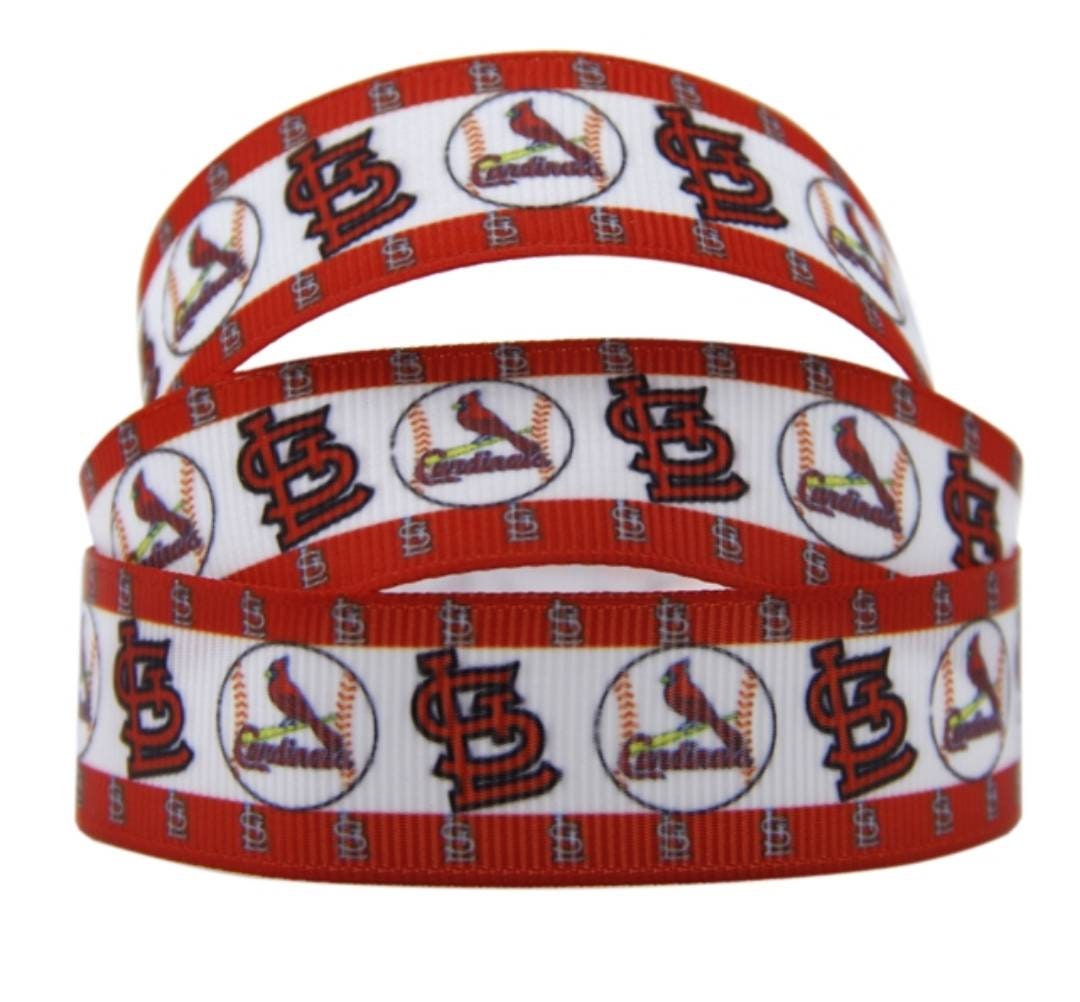 7/8" St. Louis Cardinals Ribbon. Baseball Sports MLB Ribbon.