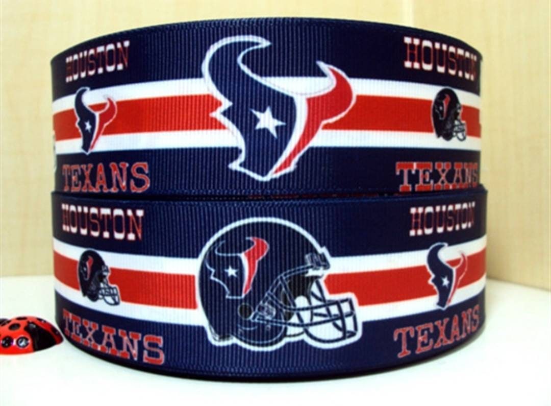 7/8" & 1.5" Houston Texans Football Grosgrain Ribbon. Football Ribbon  Sports Ribbon