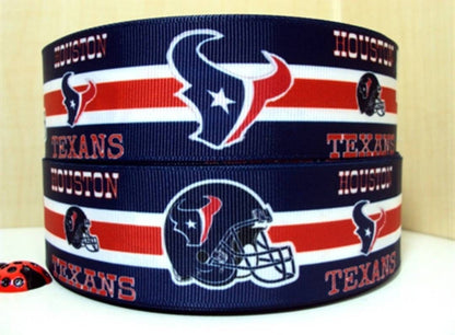 7/8" & 1.5" Houston Texans Football Grosgrain Ribbon. Football Ribbon  Sports Ribbon