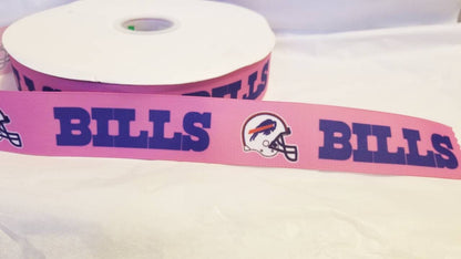 1.5" Pink Buffalo Bills Grosgrain Ribbon. Pink  Football Ribbon NFL Sports Team Ribbon