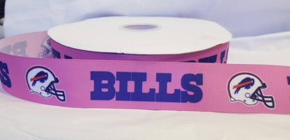 1.5" Pink Buffalo Bills Grosgrain Ribbon. Pink  Football Ribbon NFL Sports Team Ribbon