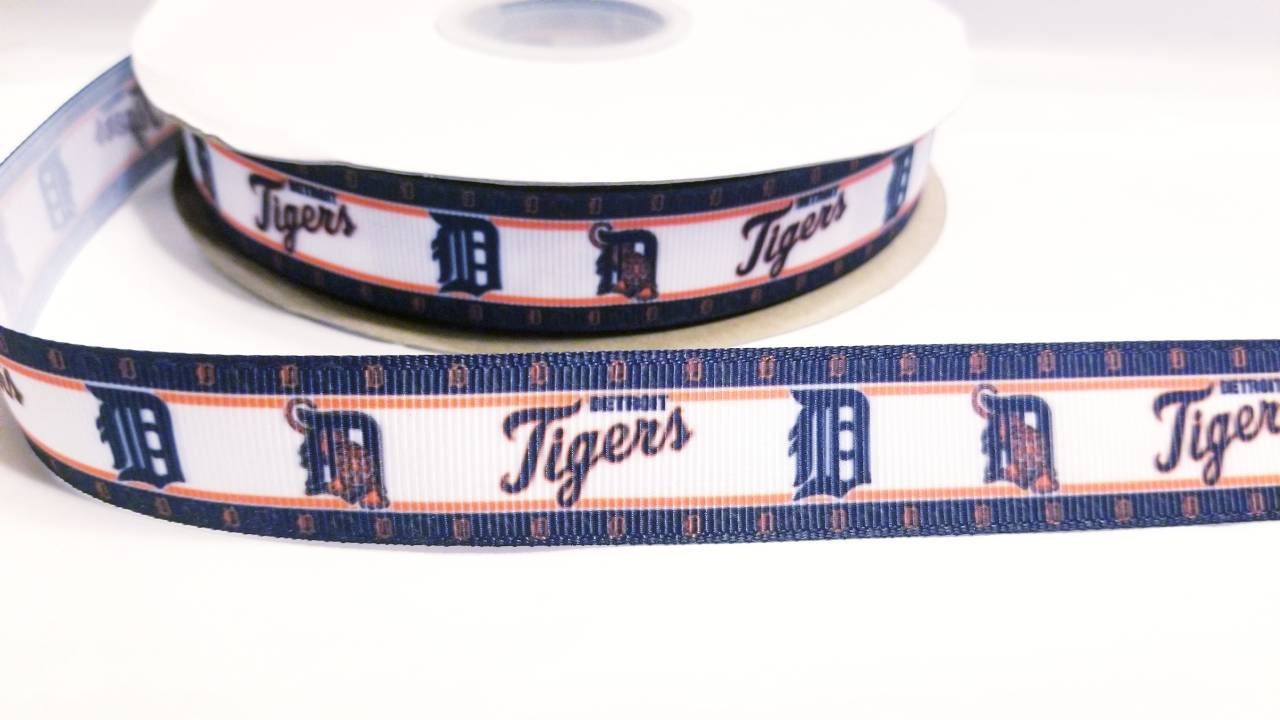 7/8" Detroit Tigers MLB Ribbon. Baseball Sports MLB Ribbon.